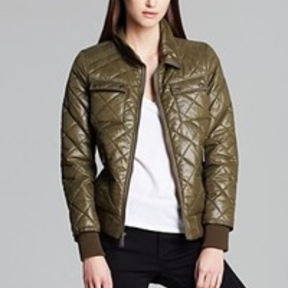 DKNY Women's “Avril” Olive Diamond-Quilted Bomber Jacket (Size XS) - Picture 2 of 11